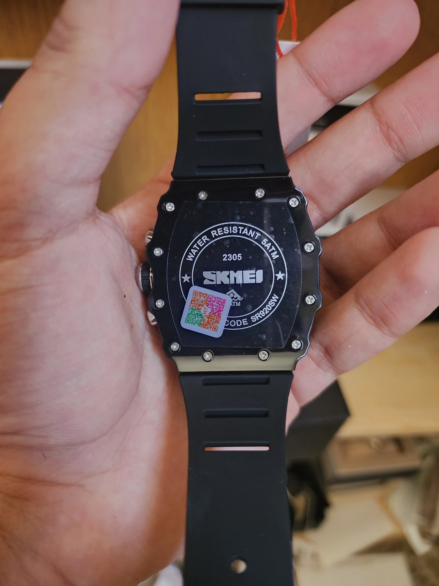 Skmei large black silicone
