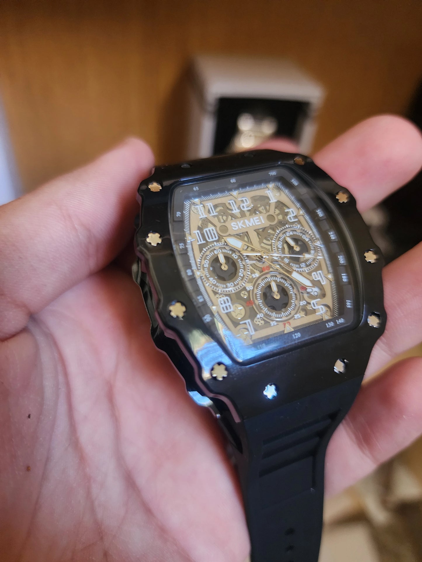 Skmei large black silicone