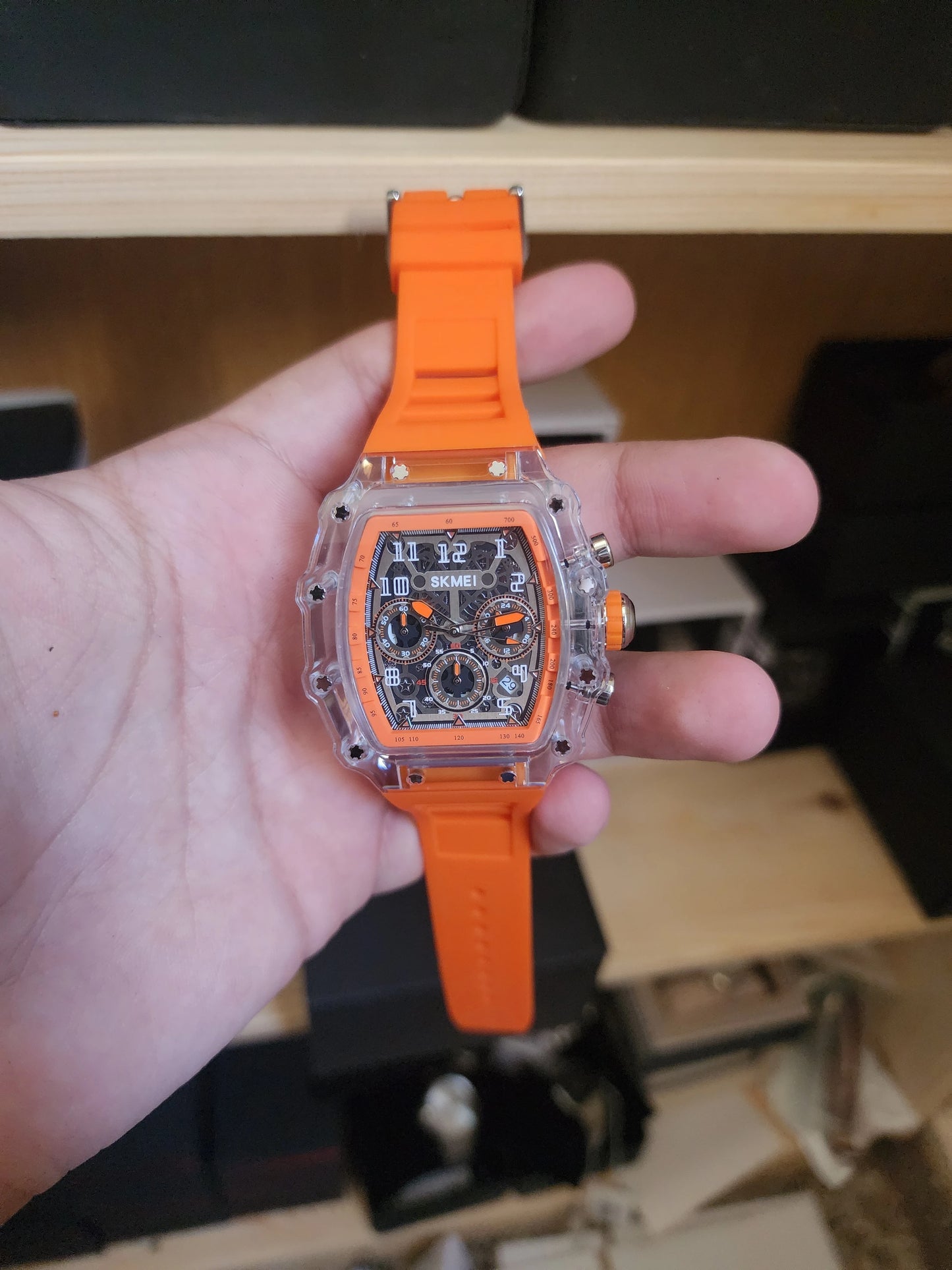 Skmei large orange silicone