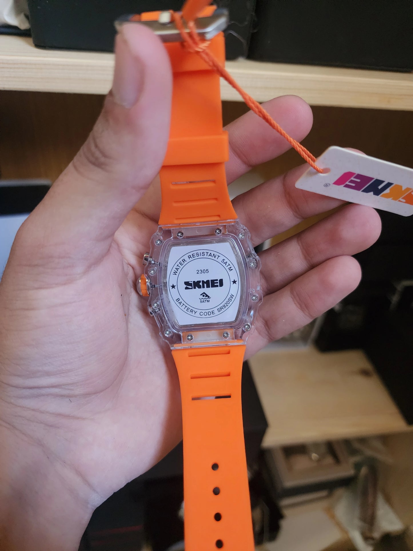 Skmei large orange silicone