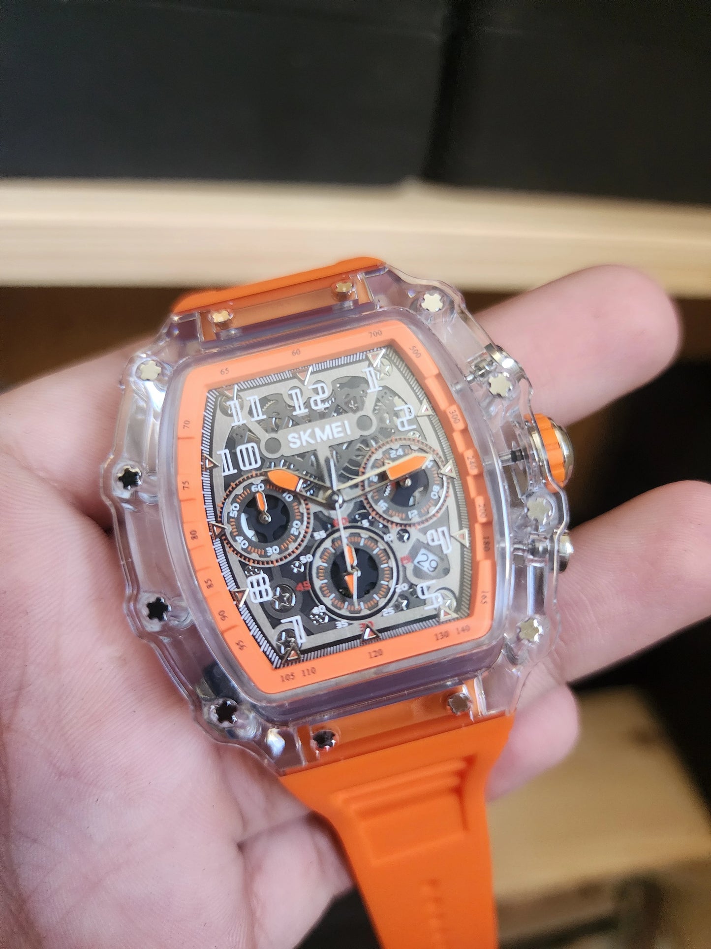 Skmei large orange silicone