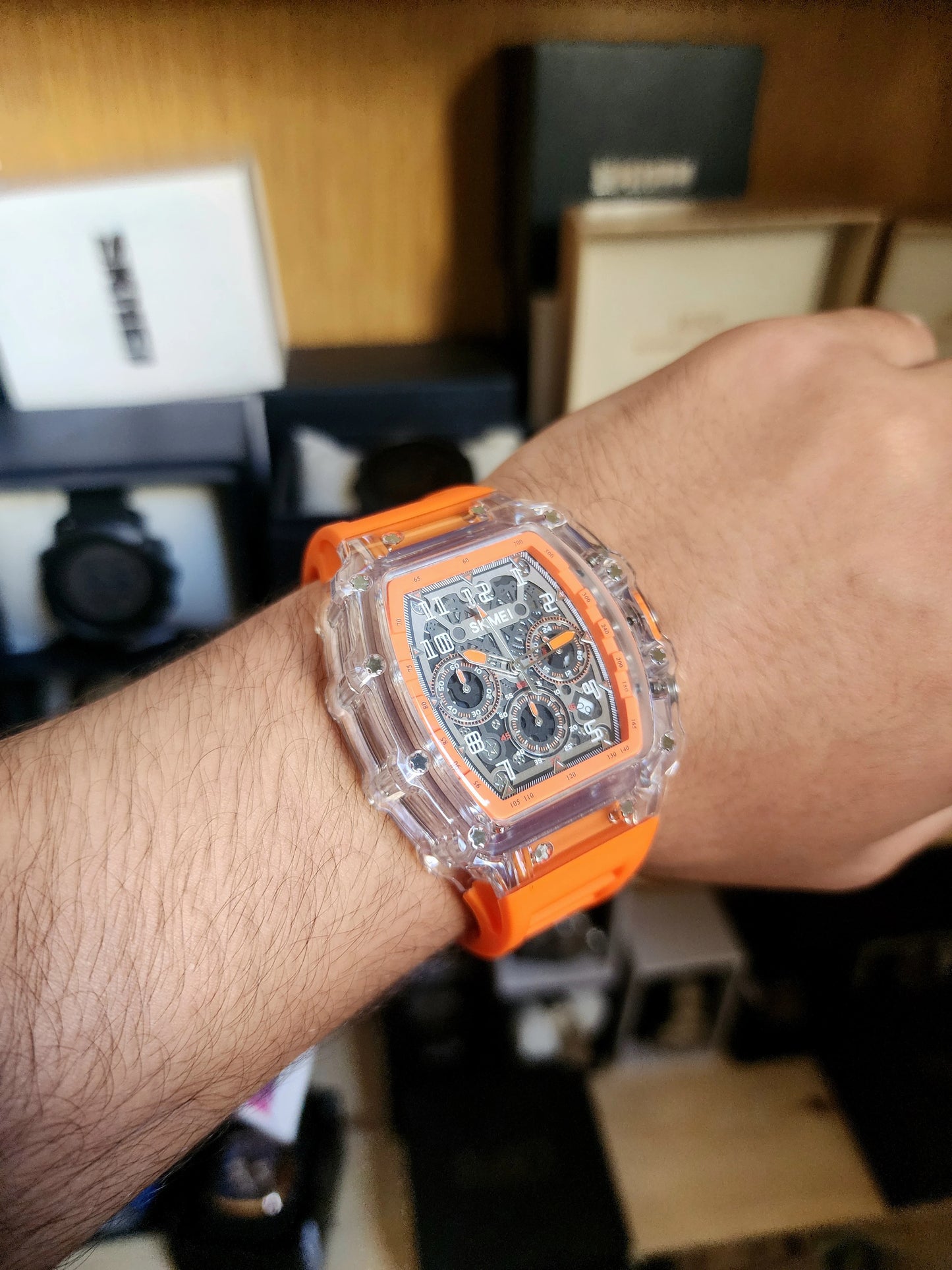 Skmei large orange silicone