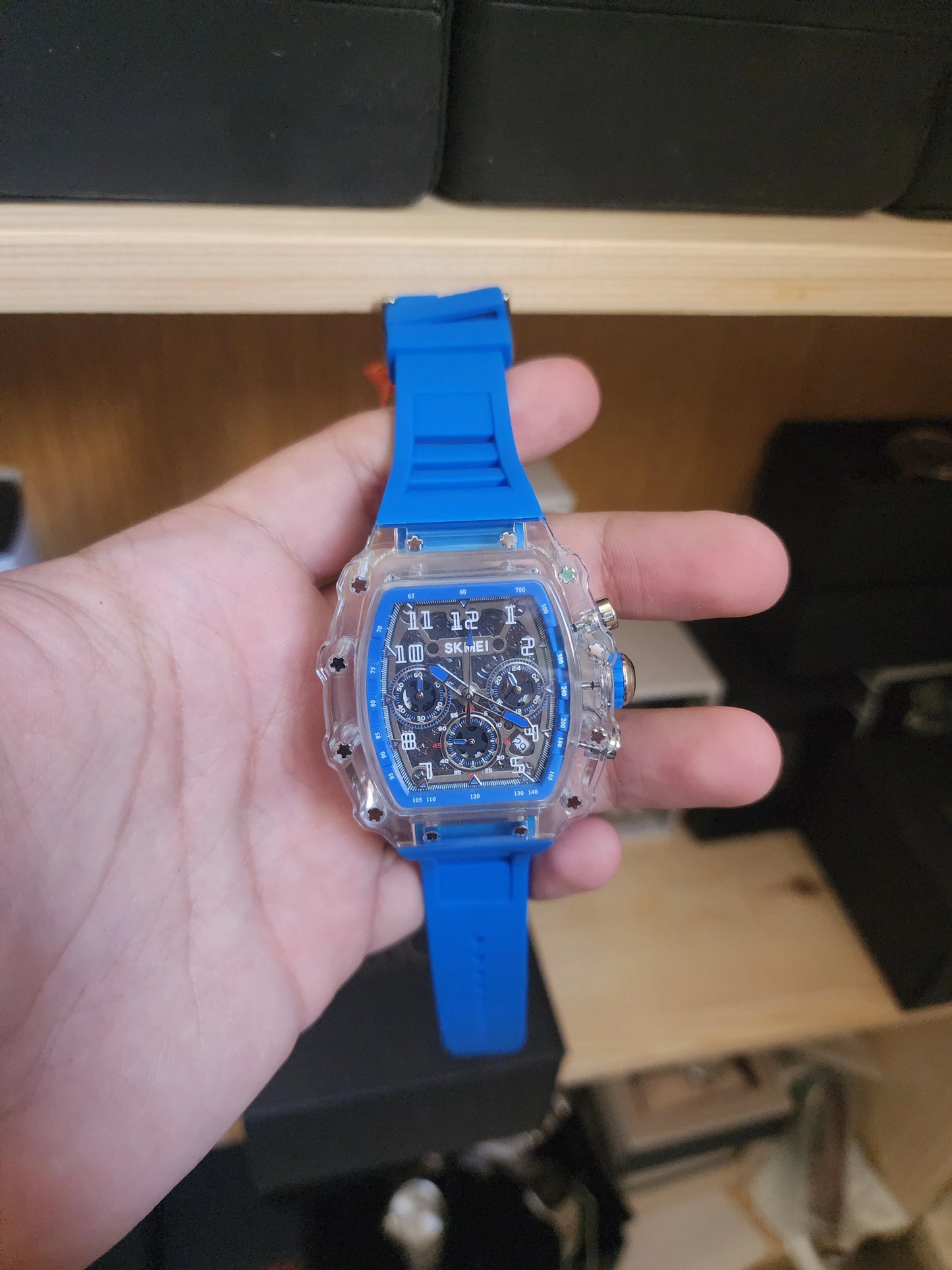 Skmei large blue silicone