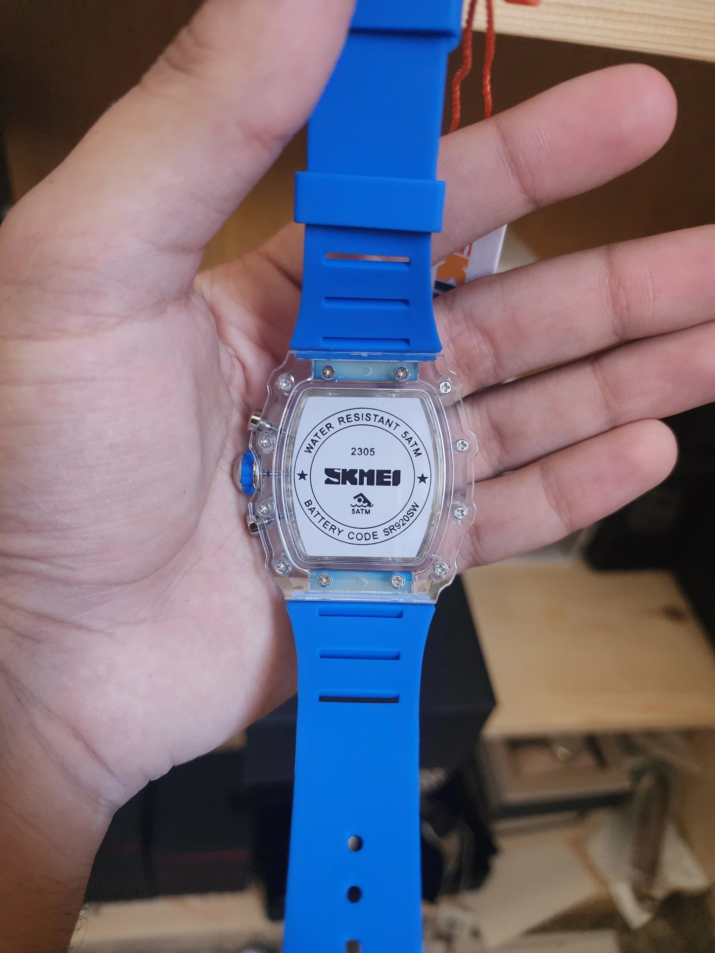 Skmei large blue silicone