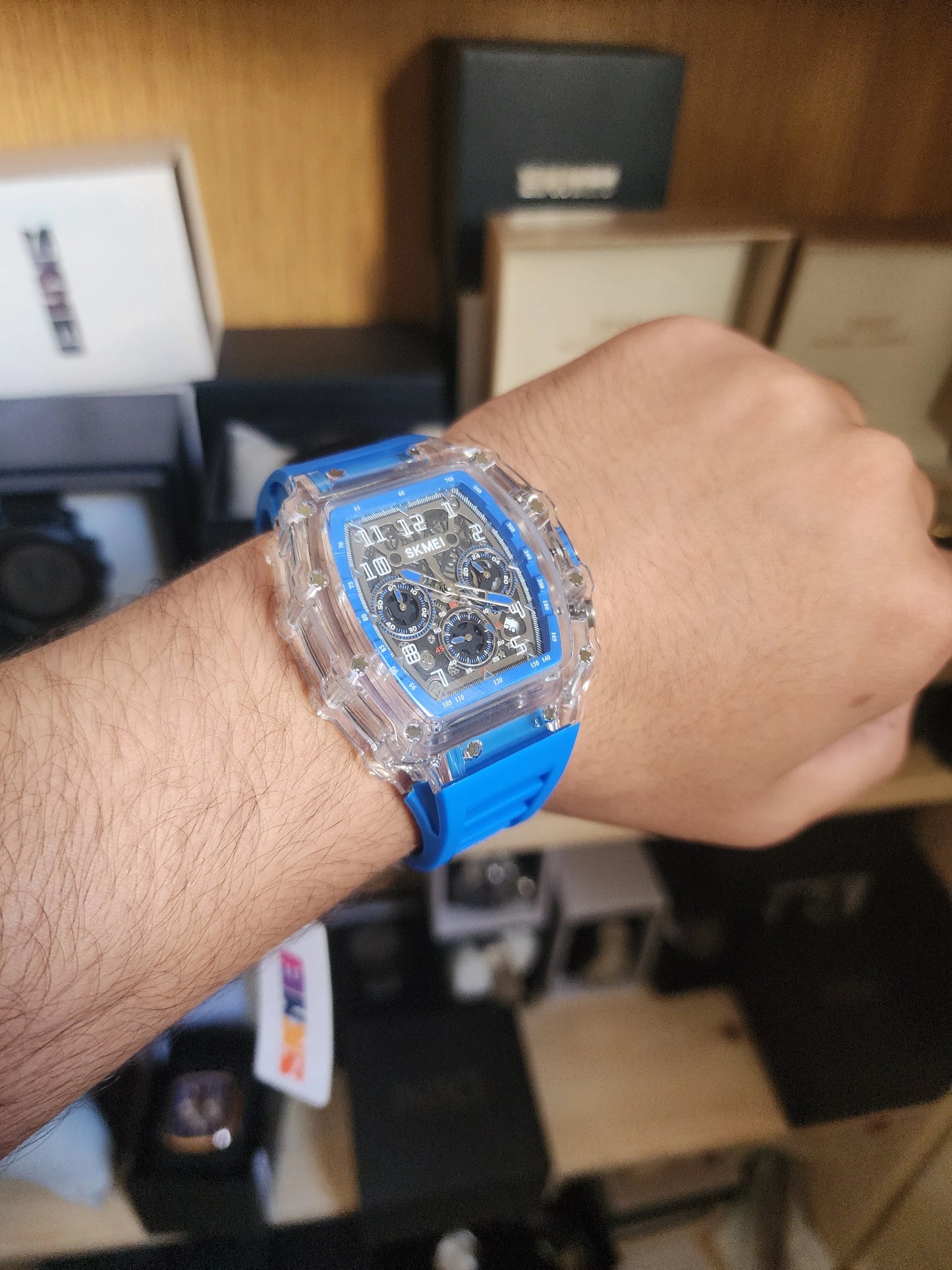 Skmei large blue silicone