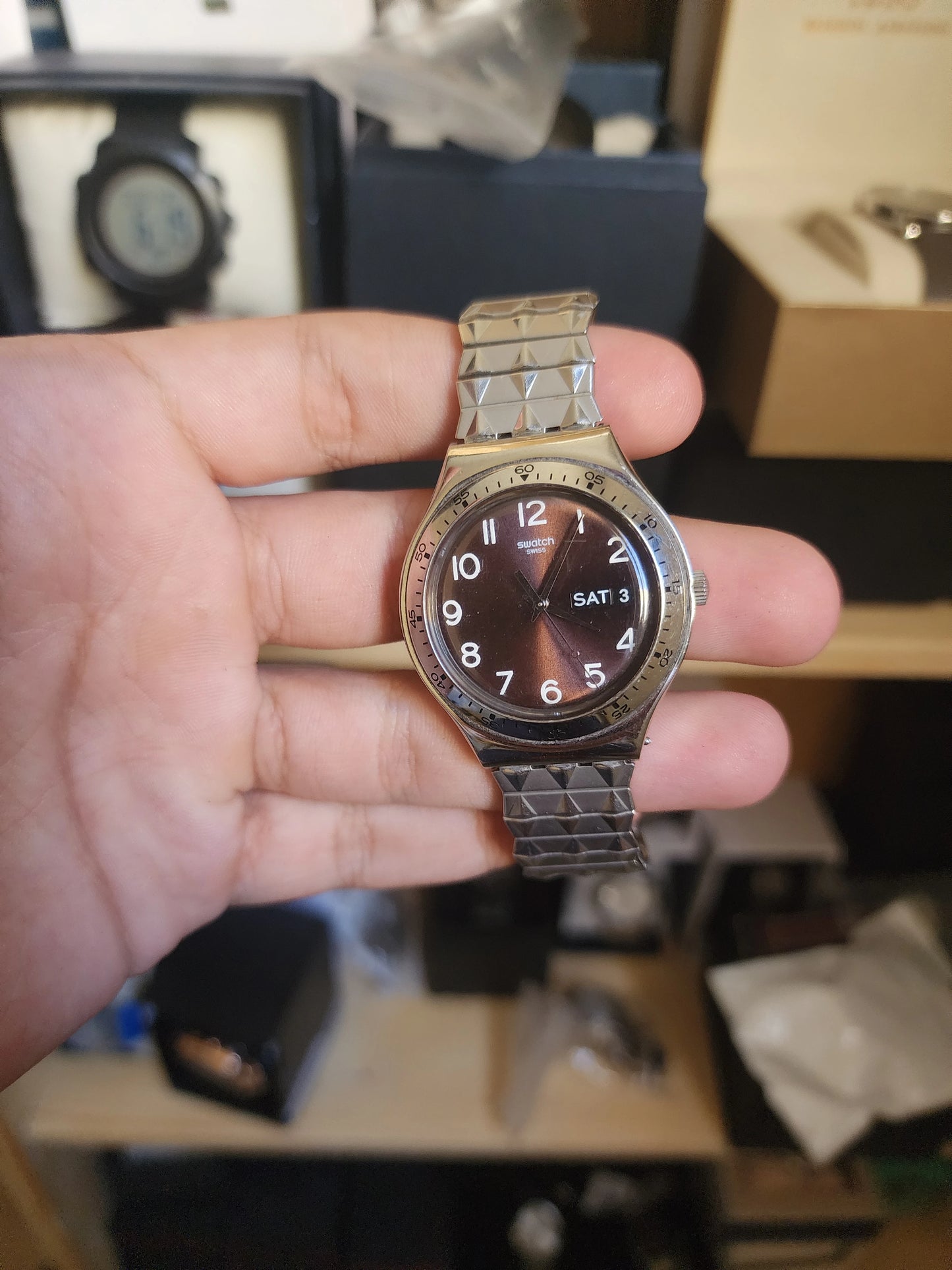 Swatch limited chocolate dial serpent bracelet