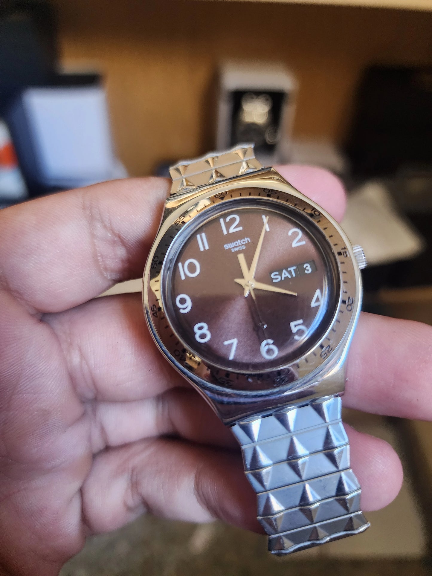 Swatch limited chocolate dial serpent bracelet