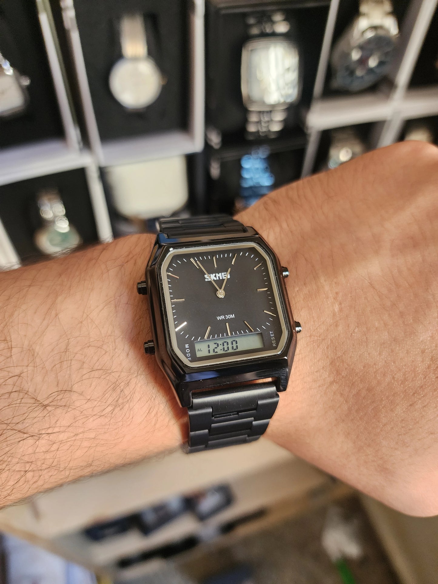 Skmei full black double mode