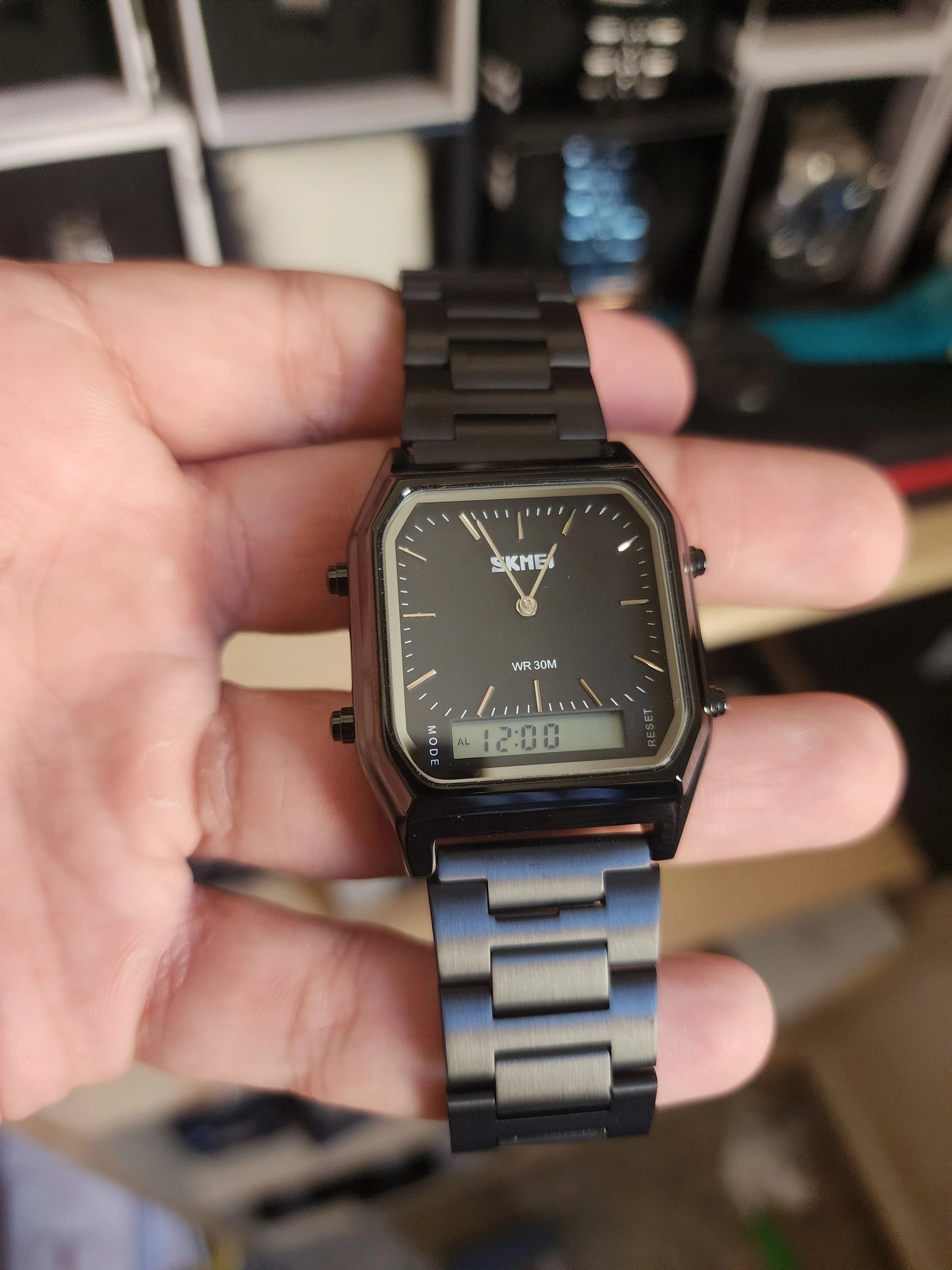 Skmei full black double mode