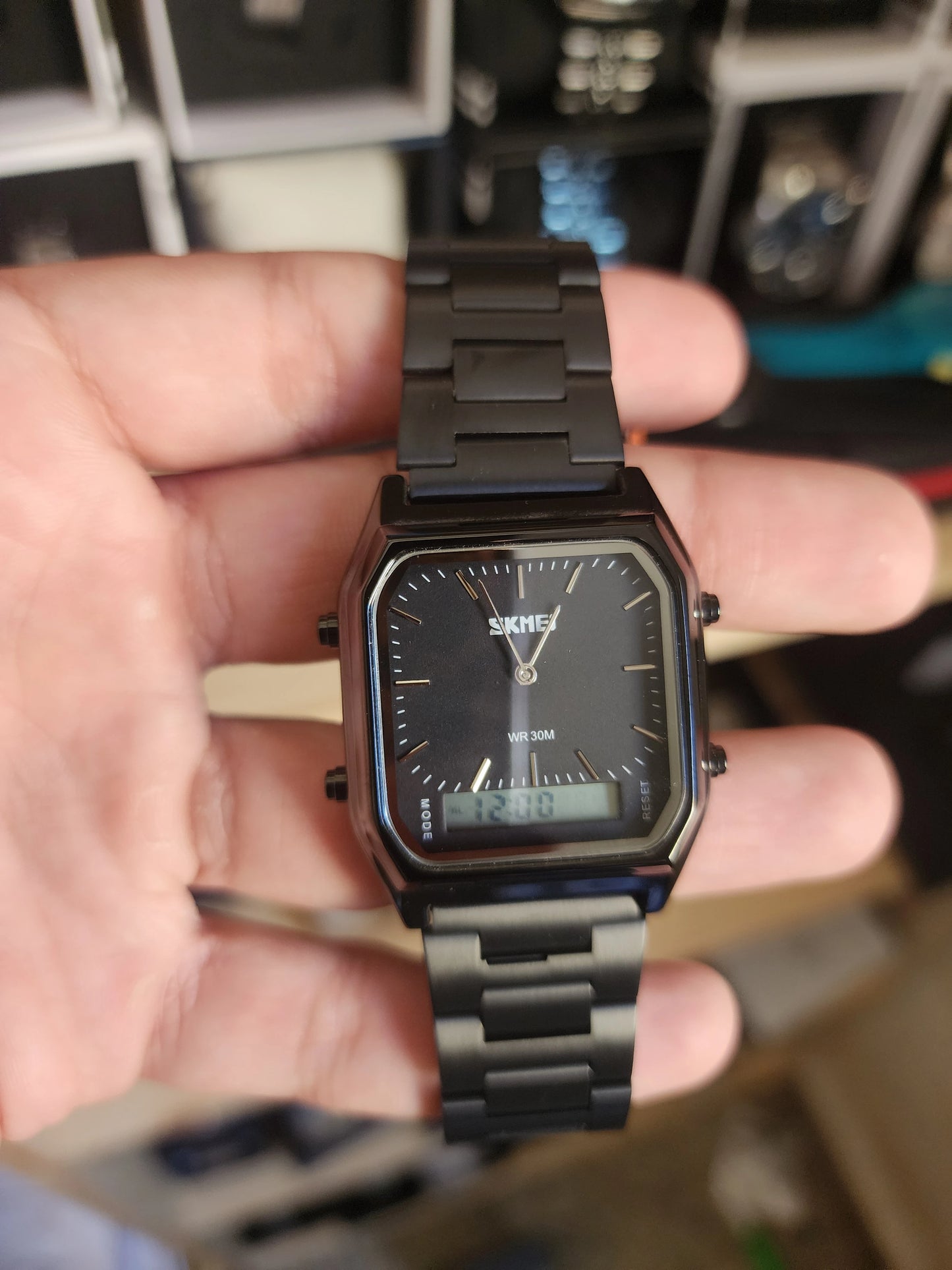 Skmei full black double mode