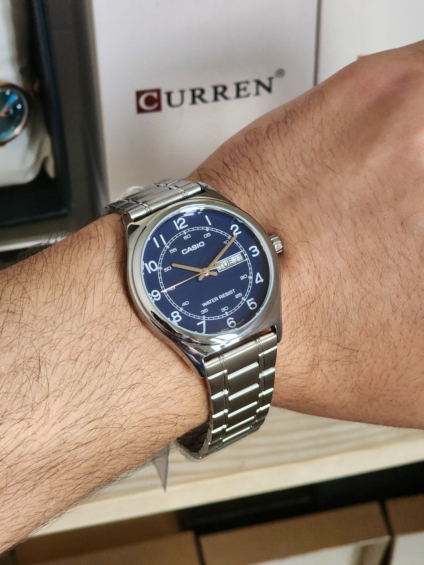 CASIO full silver blue dial