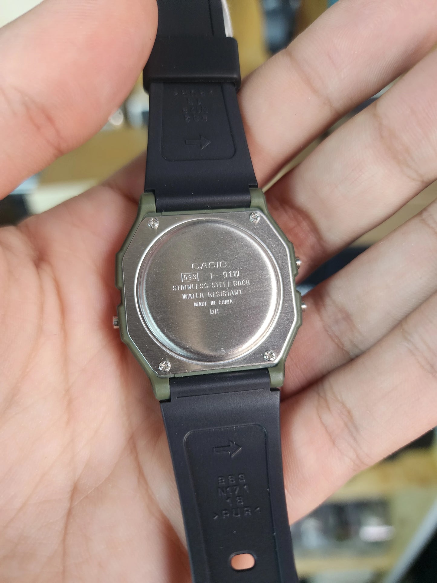 Casio f91w green military