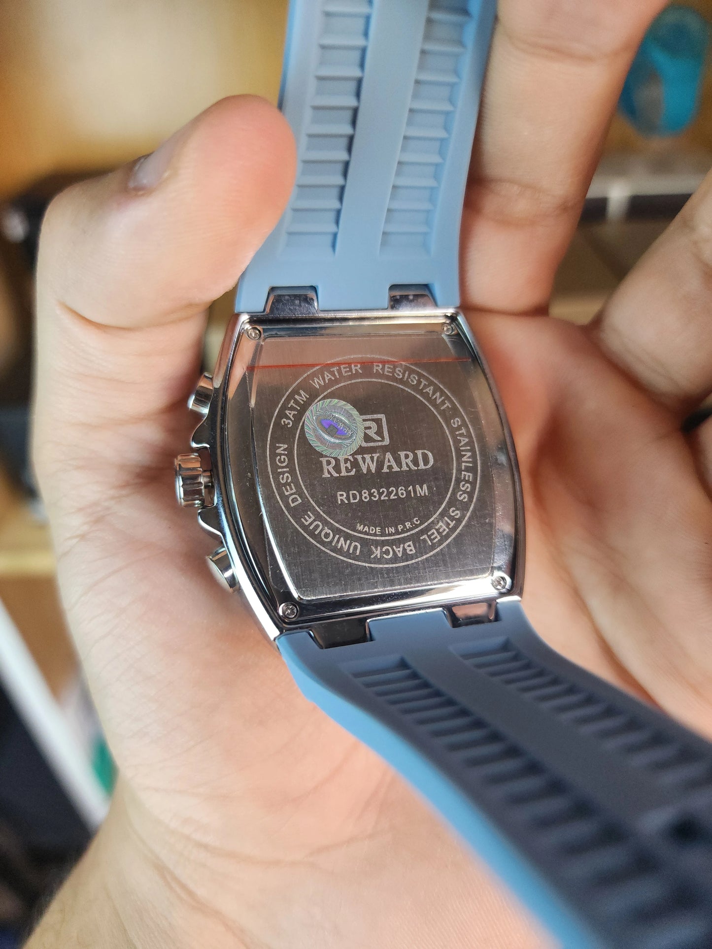 Reward large ice blue silicone strap