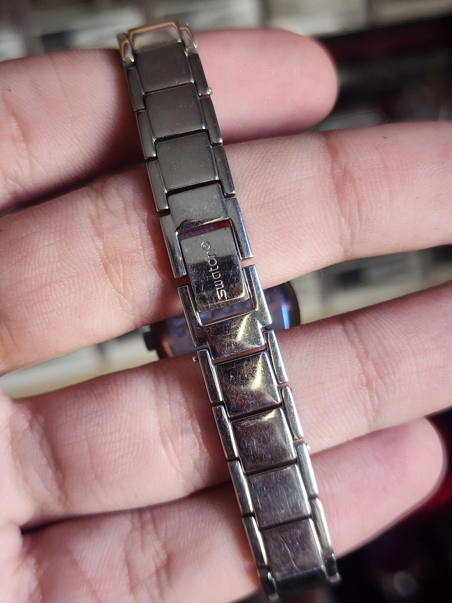 Swatch flower bracelet black pearl women