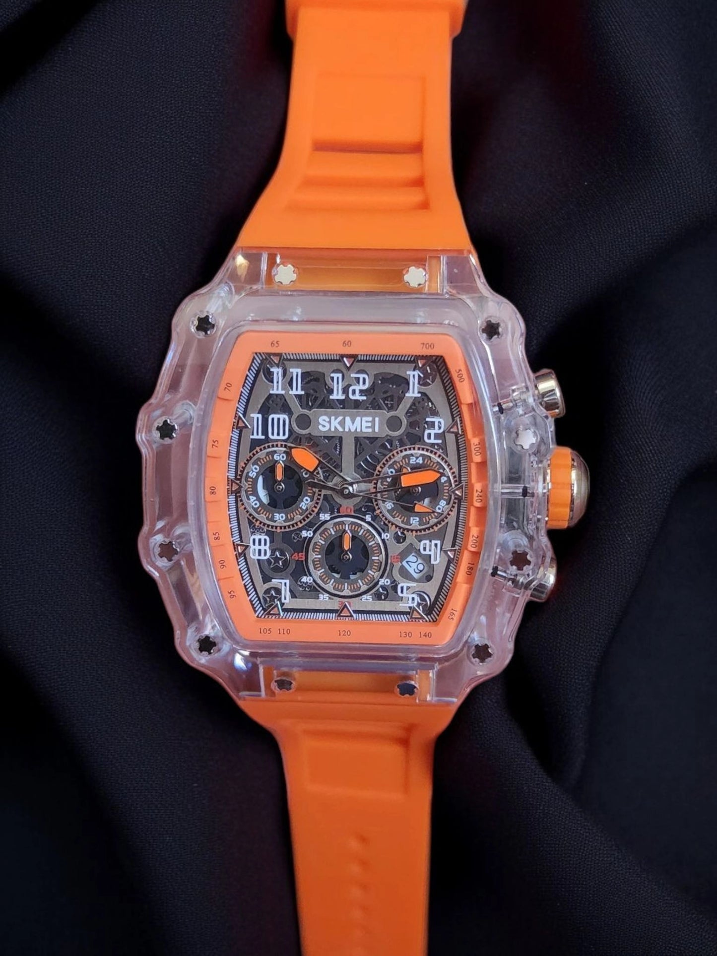 Skmei large orange silicone