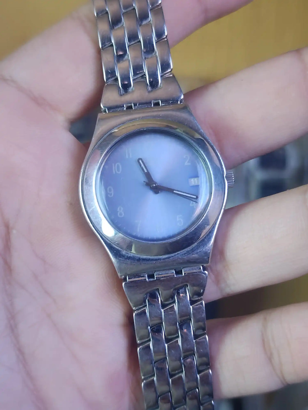 Swatch ice blue dial women