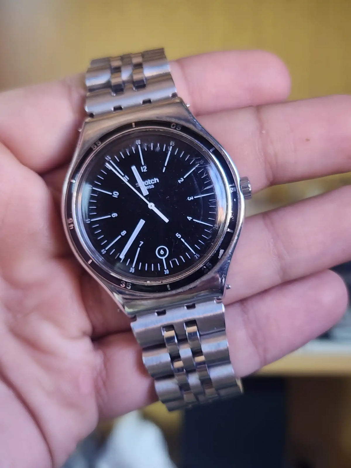 Swatch large black dial