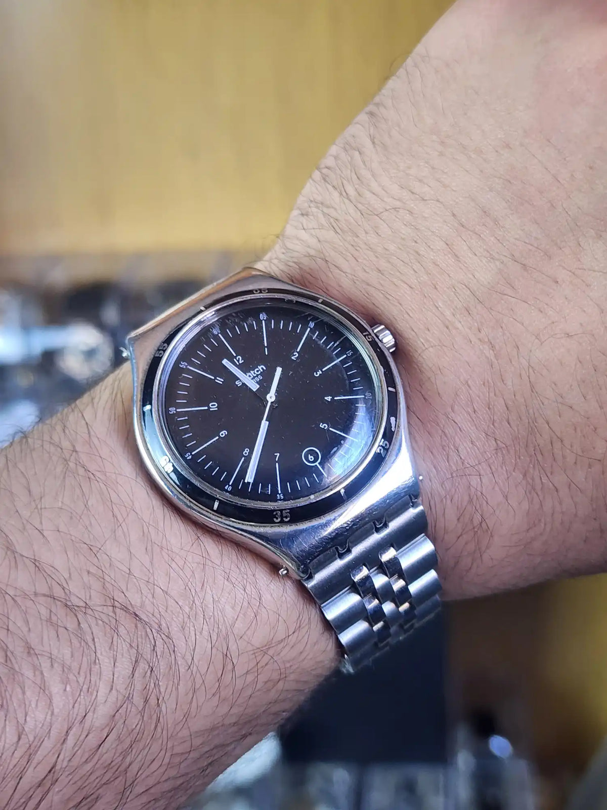 Swatch large black dial
