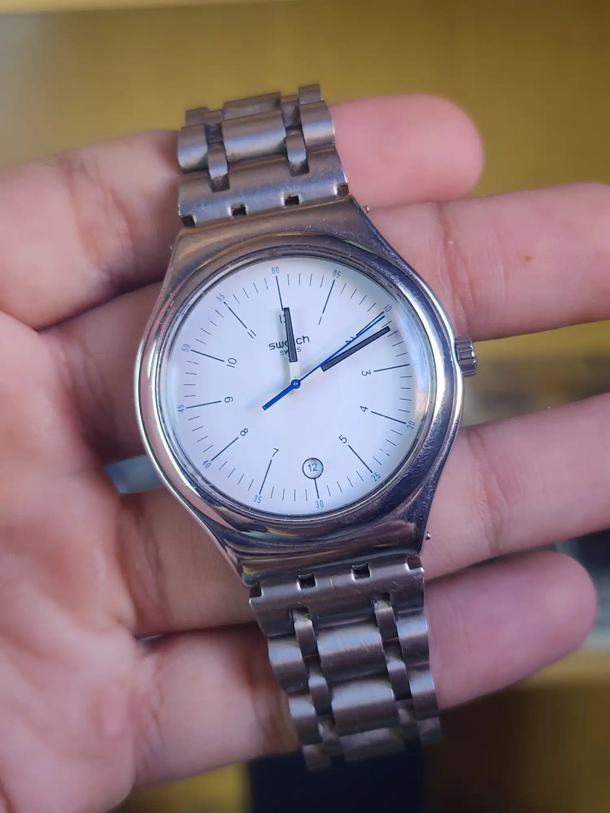 Swatch large white simple dial