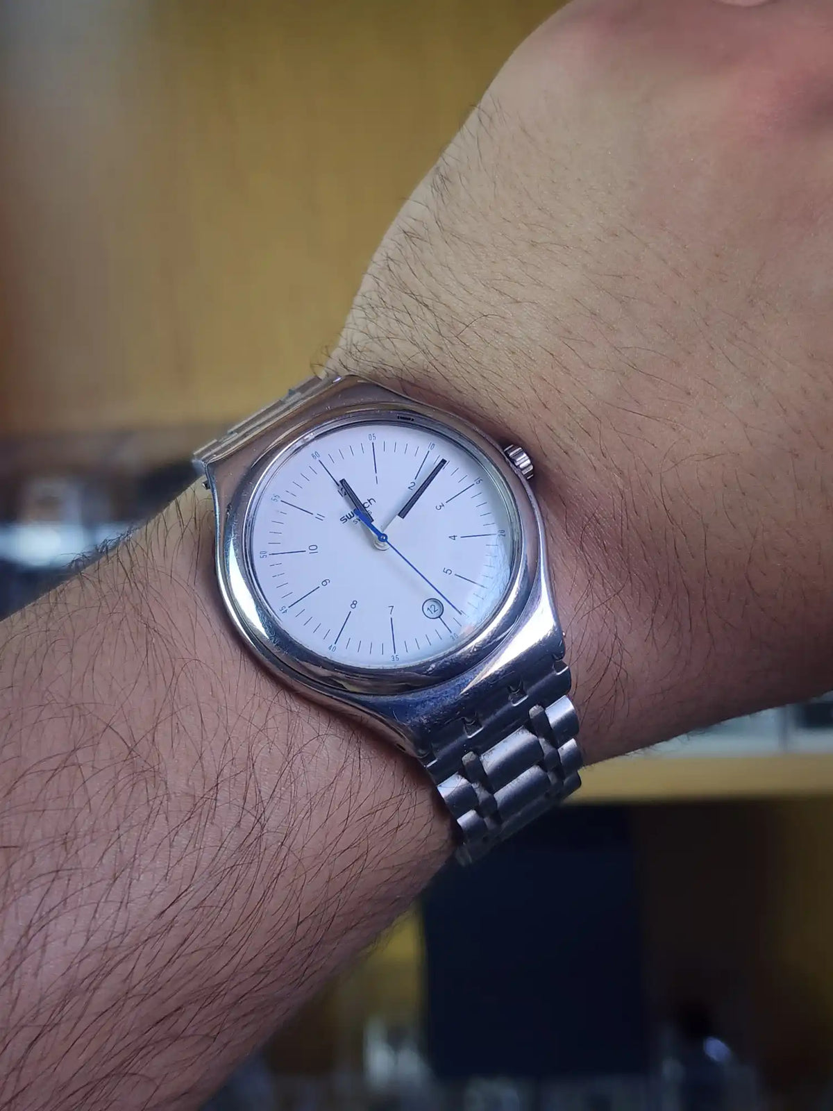 Swatch large white simple dial