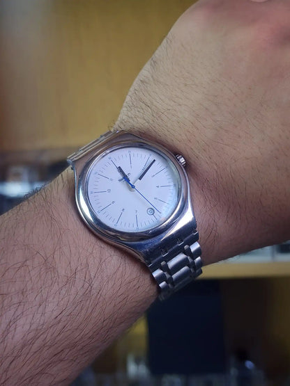 Swatch large white simple dial