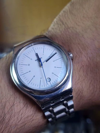 Swatch large white simple dial