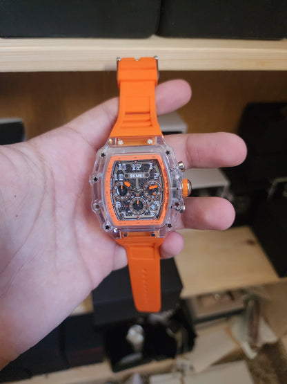 Skmei large orange silicone