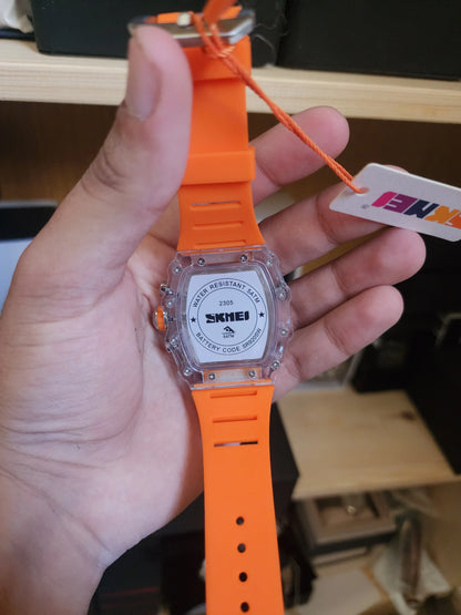 Skmei large orange silicone