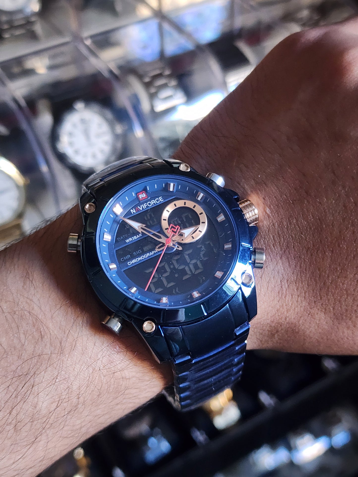 Naviforce double dial full blue