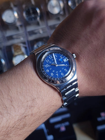 Swatch irony blue dial details