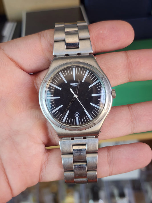 Swatch large simple black dial