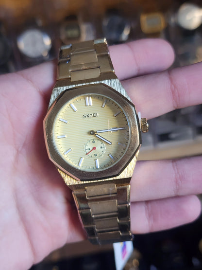 Skmei secondes separees full gold