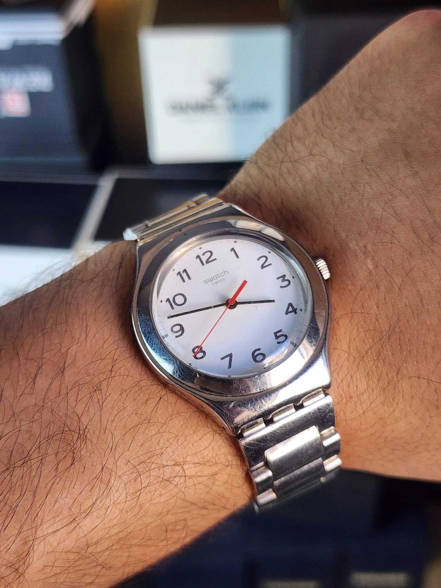 Swatch original white numbers