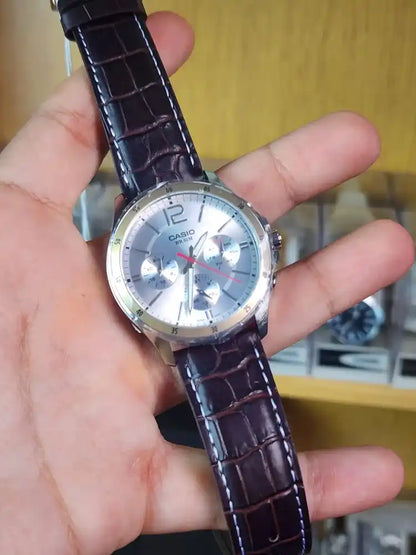 Casio mtp 1374l brown leather vintage