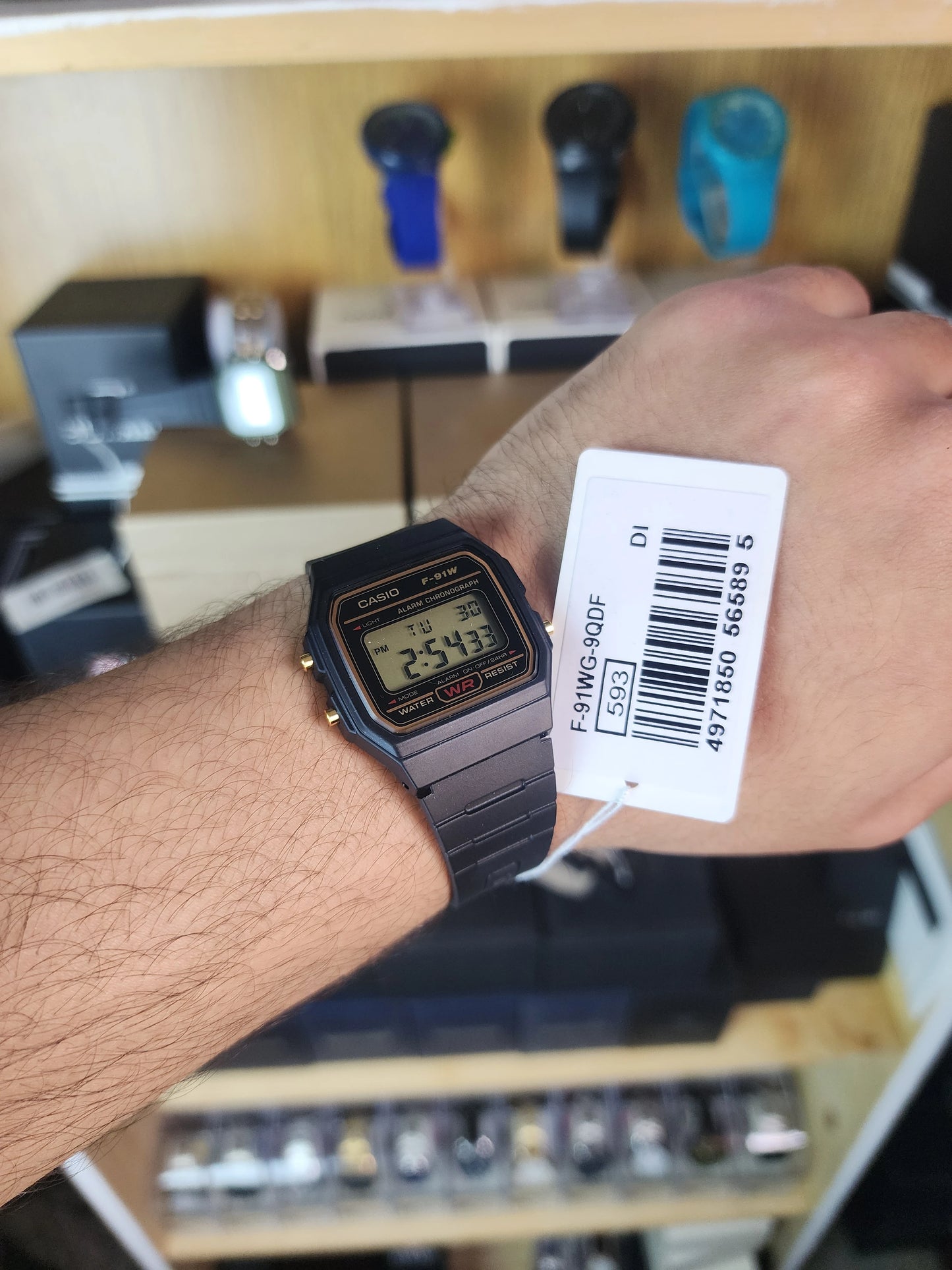 Casio f91w black gold touch