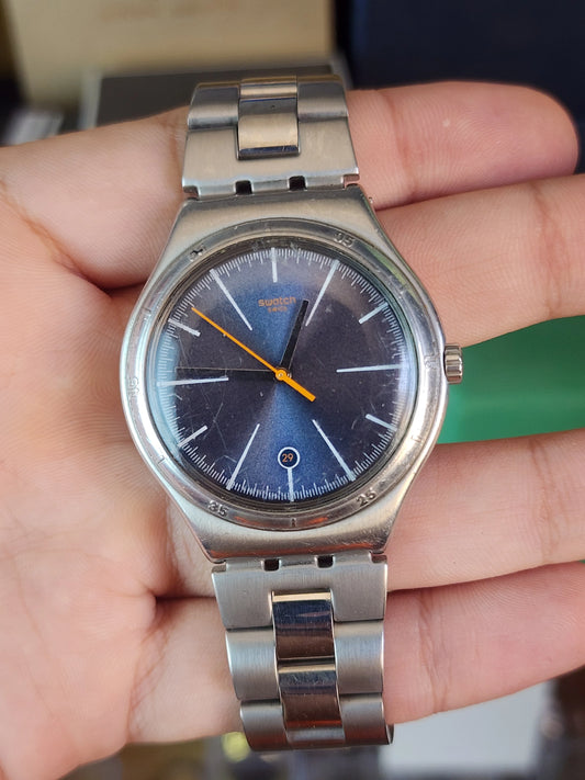 Swatch large blue dial orange touch