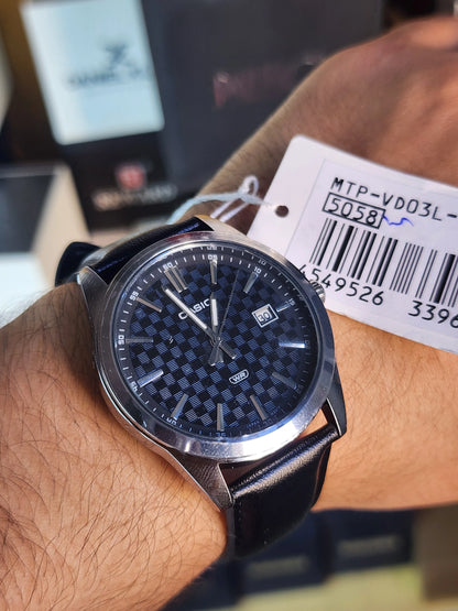 Casio mtp vd03 black leather chess