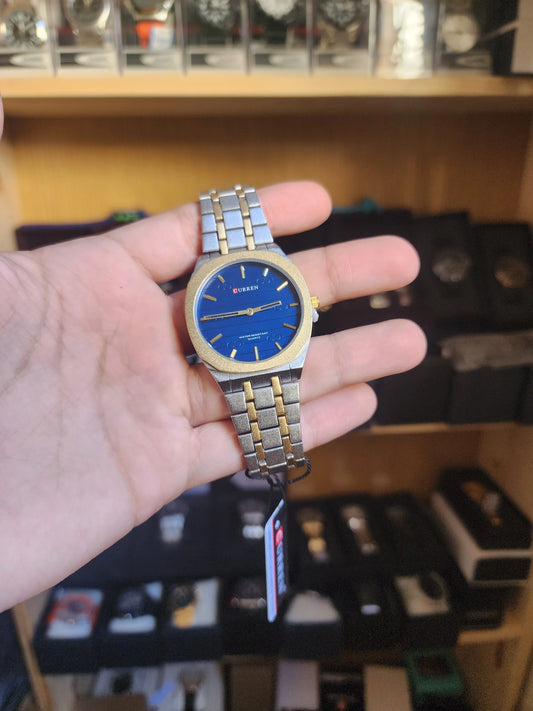 Curren vintage design two tonr blue dial