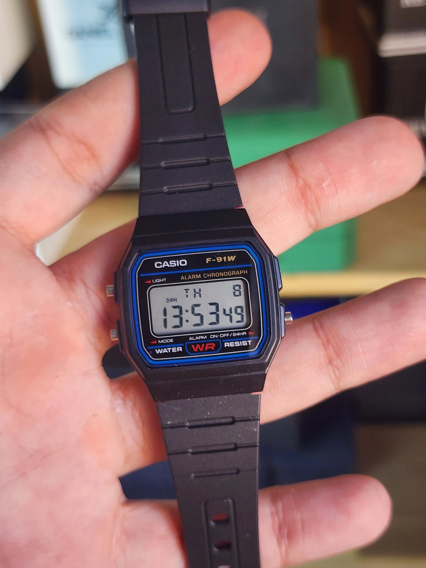 Casio f91 black blue touch