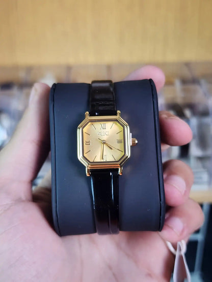 Palesce women vintage black leather gold