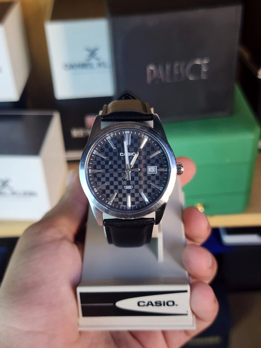 Casio mtp vd03 black leather chess