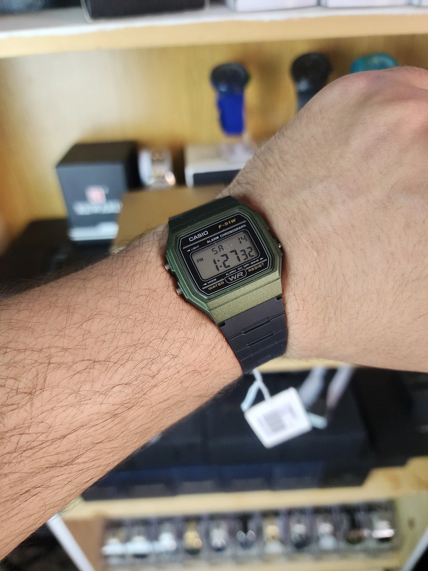 Casio f91w green military