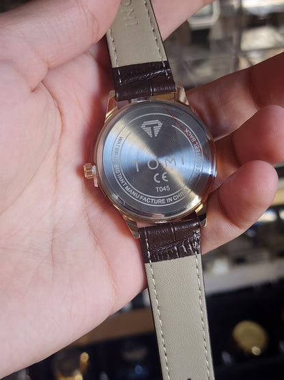 TOMI brown leather gold case