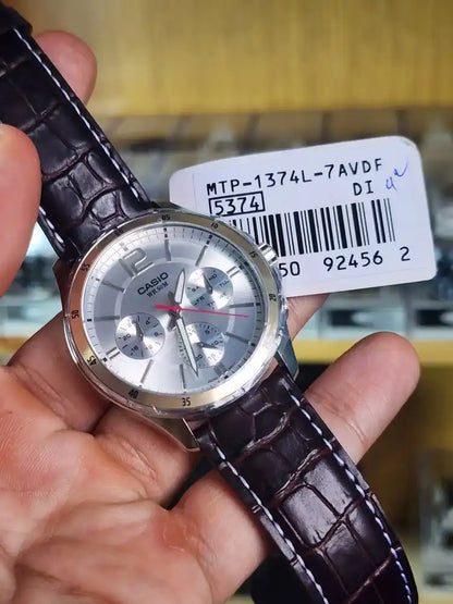 Casio mtp 1374l brown leather vintage