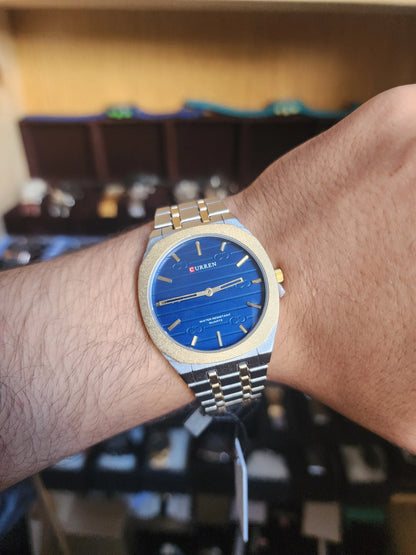 Curren vintage design two tonr blue dial