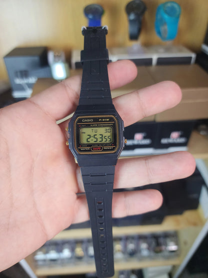 Casio f91w black gold touch
