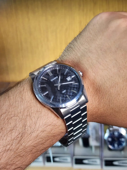 Casio MTP vd03 black dial chess