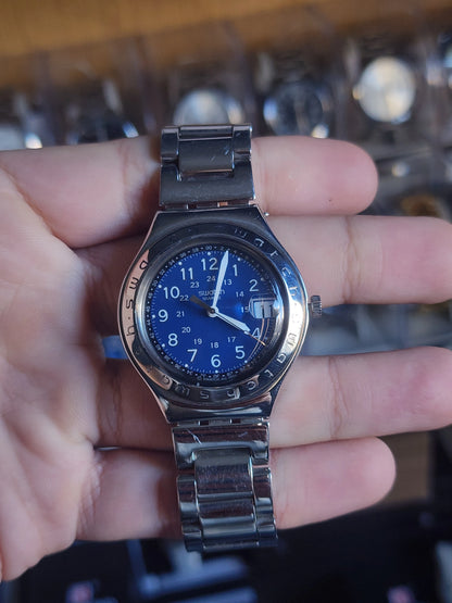 Swatch irony blue dial details