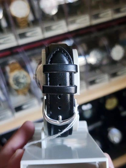 Casio leather mtp v006l white dial