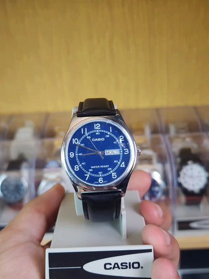 Casio MTP 006 leather blue dial